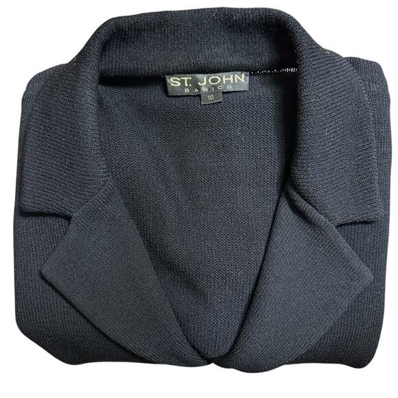 ST. JOHN Basics Santana Knit Button Front Blazer Jacket Black w/ Gold Buttons 10 - Picture 6 of 15
